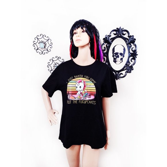 Unicorn 'I Just Baked You Some Shut The Fucupcakes' Printed Top - Picture 2 of 4